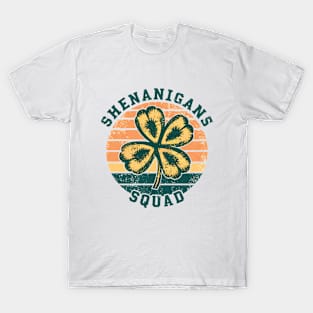 Shenanigans Squad | Three-leaf clover Vintage Sunset Style T-Shirt